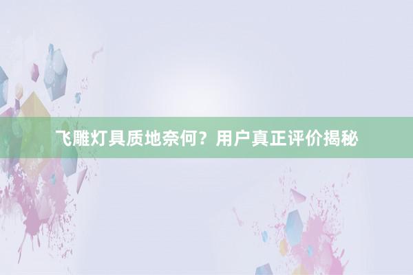 飞雕灯具质地奈何？用户真正评价揭秘